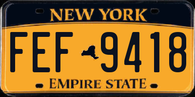 NY license plate FEF9418