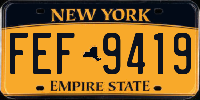 NY license plate FEF9419