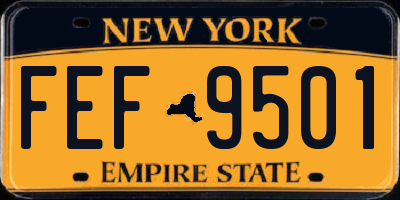 NY license plate FEF9501