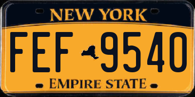 NY license plate FEF9540