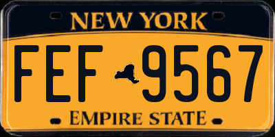 NY license plate FEF9567