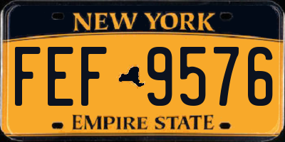 NY license plate FEF9576