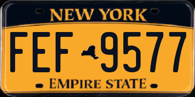 NY license plate FEF9577