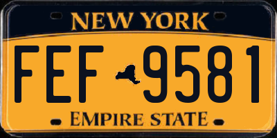 NY license plate FEF9581