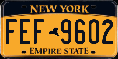 NY license plate FEF9602