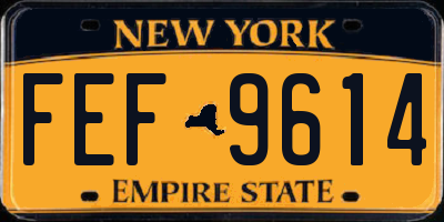 NY license plate FEF9614