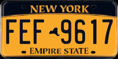 NY license plate FEF9617