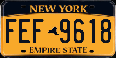 NY license plate FEF9618