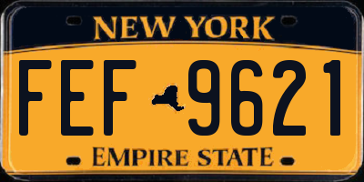 NY license plate FEF9621