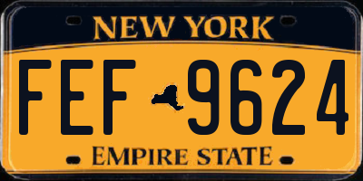 NY license plate FEF9624