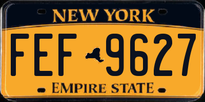 NY license plate FEF9627