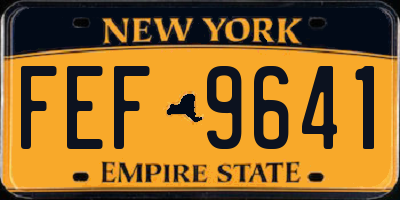 NY license plate FEF9641