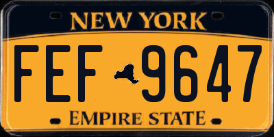 NY license plate FEF9647