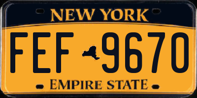 NY license plate FEF9670