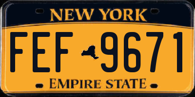NY license plate FEF9671
