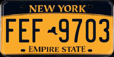 NY license plate FEF9703