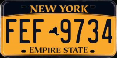 NY license plate FEF9734