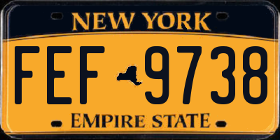 NY license plate FEF9738