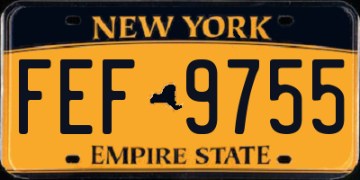 NY license plate FEF9755