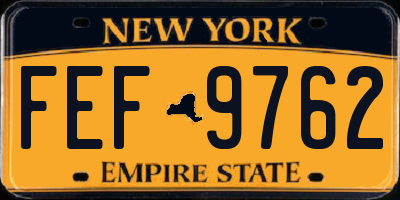 NY license plate FEF9762