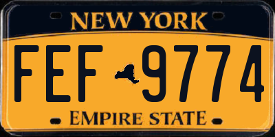 NY license plate FEF9774