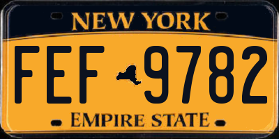 NY license plate FEF9782