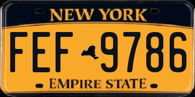 NY license plate FEF9786