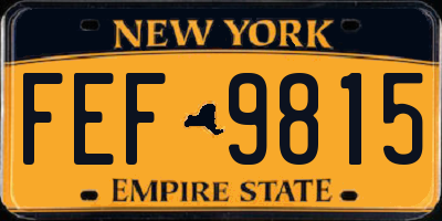 NY license plate FEF9815