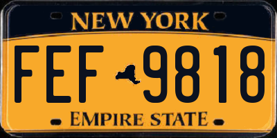 NY license plate FEF9818