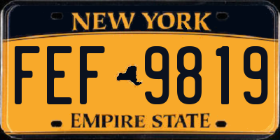 NY license plate FEF9819