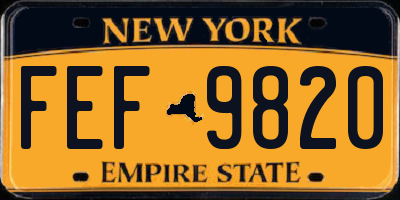 NY license plate FEF9820