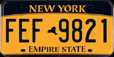 NY license plate FEF9821