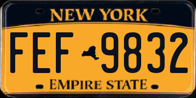 NY license plate FEF9832
