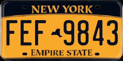 NY license plate FEF9843