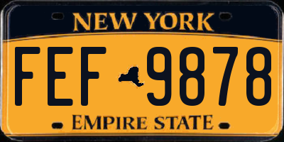 NY license plate FEF9878