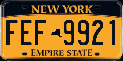NY license plate FEF9921