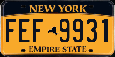 NY license plate FEF9931