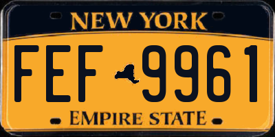 NY license plate FEF9961