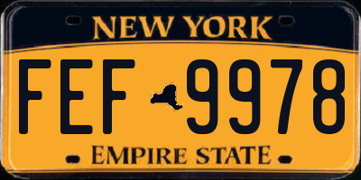 NY license plate FEF9978