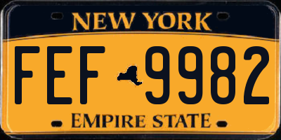 NY license plate FEF9982