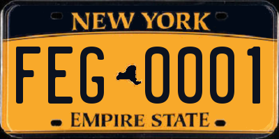 NY license plate FEG0001