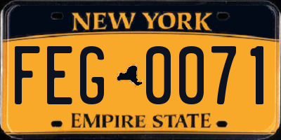 NY license plate FEG0071