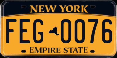 NY license plate FEG0076