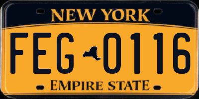 NY license plate FEG0116