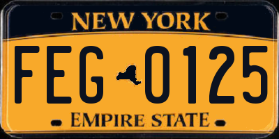 NY license plate FEG0125