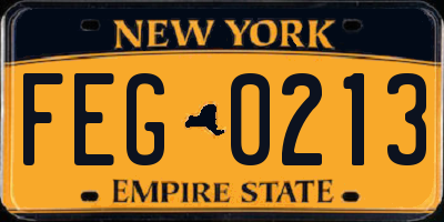 NY license plate FEG0213