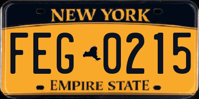 NY license plate FEG0215