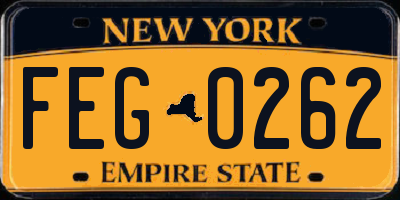 NY license plate FEG0262