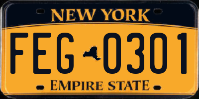 NY license plate FEG0301