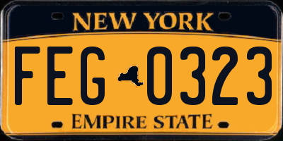 NY license plate FEG0323